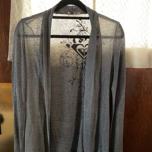 Roxy gray black stripped duster sz M